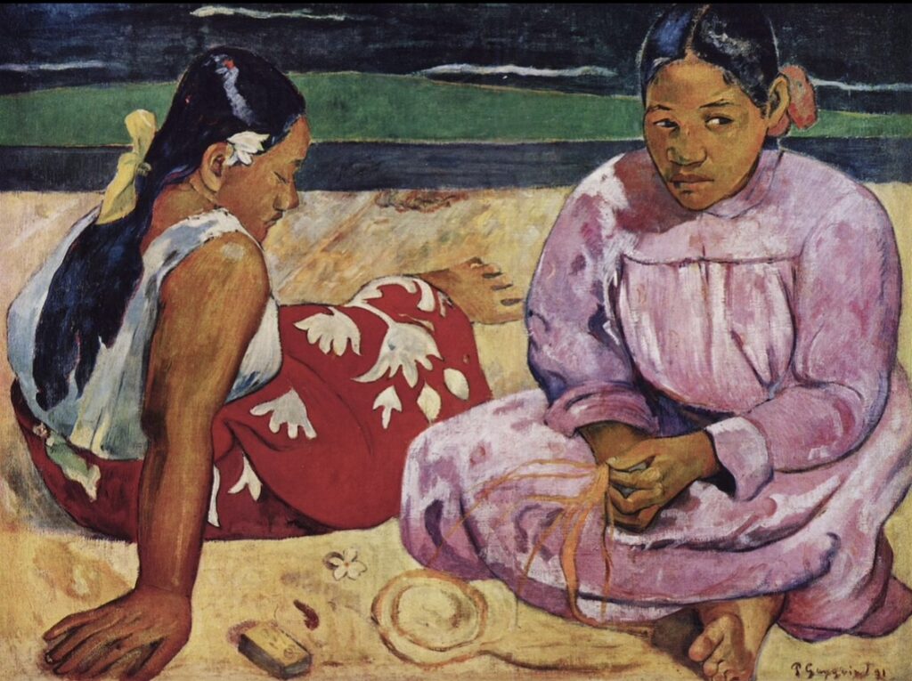 タヒチの女−浜辺にて−ゴーギャン